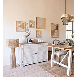 Atmosphera Buffet 2 portes en bois OLBIA - Blanc et beige