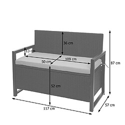 Decoshop26 Banc 2 places polyrotin gris