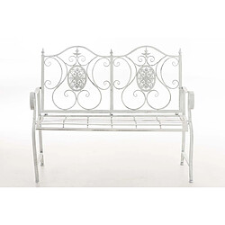 decoshop26 Banc de jardin style rustique - Blanc vieilli