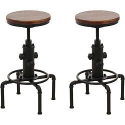 Decoshop26 Tabourets de bar industriels lot de 2 - Marron