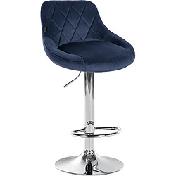 Decoshop26 Tabouret de bar velours - Bleu
