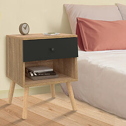 Idmarket MARKET Lot de 2 Tables de Chevet EMMIE - Hêtre et Noir