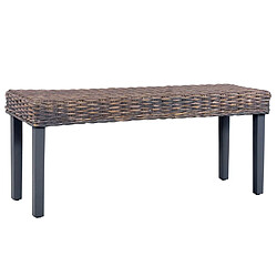 Decoshop26 Banc en rotin kubu naturel et manguier massif 110 cm gris BAN02011