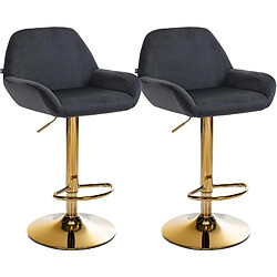 Decoshop26 Tabouret de bar velours - Noir