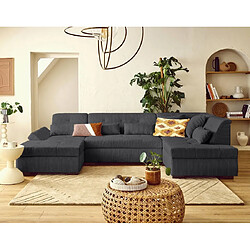 Lisa Design Vermont S - Canapé Panoramique 7 Places - Gris Foncé