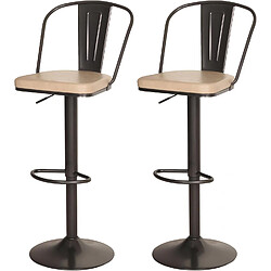 Decoshop26 Lot de 2 tabourets de bar réglables - Beige