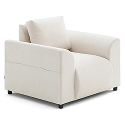 Lisa Design Camelia Fauteuil classique - Velours - Beige - Poche de rangement