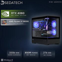 Sedatech PC Gamer, AMD Ryzen 9 5900X, RTX4060, 32Go RAM, 2To SSD, Win 11