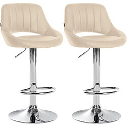 Decoshop26 Lot de 2 tabourets de bar - Crème