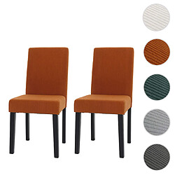 Mendler Lot de 2 Chaises Littau - Velours Terracotta Chaises de salle à manger - Velours - Dossier haut - Pieds en bois massif - Confort et style