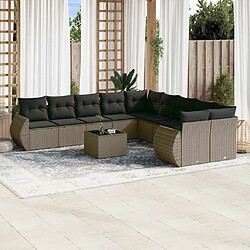 vidaXL Salon de jardin 11 pcs avec coussins - Gris clair