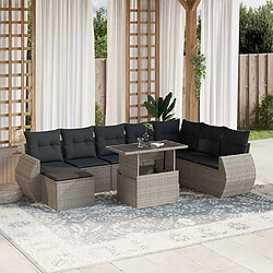 vidaXL Salon de jardin 9 pcs avec coussins - Gris clair