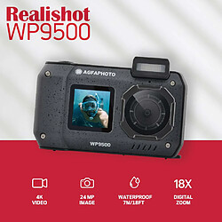 AgfaPhoto Realishot WP9500 - Appareil Photo Numérique Waterproof, Étanche 7m, 24 MP, Zoom 18X, Vidéo 4K, Double Écran 2.9"/1.4" - Noir- RECONDITIONNE