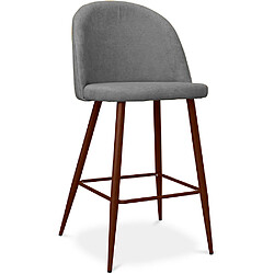ICONIK INTERIOR Tabouret rembourré en tissu - Design scandinave - 66cm- Evelyne Gris clair