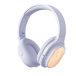Yonis Casque Audio Bluetooth Bois Bambou Blanc