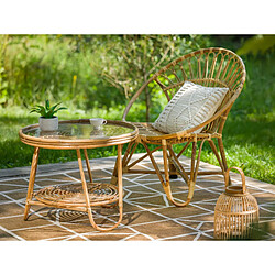 Ensemble salon de jardin bohème, fauteuil rotin rond + table basse - Jardiline
