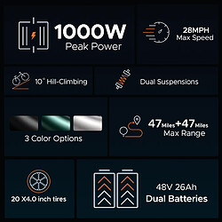 ENGWE M20 Vélo Électrique Fat Ebike - Blanc