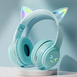 Yonis Casque Audio LED Oreilles De Chat Vert Bluetooth