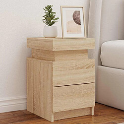 vidaXL Table de chevet avec LED - Chêne Sonoma