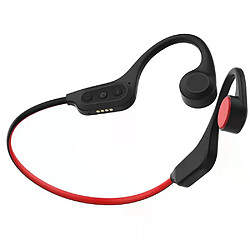 YONIS Casque Sport Sans Fil Conduction Osseuse - Noir Rouge