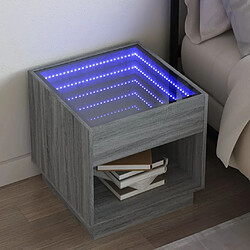 VIDAXL Table de chevet avec LED - Sonoma gris 50x50x50 cm