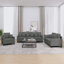 vidaXL Ensemble de canapés 3 pcs - Gris foncé