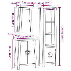 Vidaxl Meubles Salle Bain 3 pcs Bois de Pin pas cher