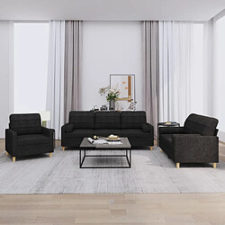 VIDAXL Canapé Ensemble 3 pcs - Noir