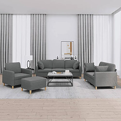 vidaXL Canapé Ensemble 4 pcs - Gris Foncé Tissu