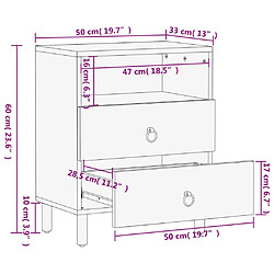 vidaXL Table de chevet - Bois de manguier pas cher