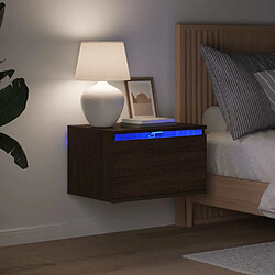 VidaXL Table de Chevet Murale avec LEDs 50x36x30 cm - Chêne Marron Table de chevet murale avec LEDs - Bois d'ingénierie - Chêne marron - 50 x 36 x 30 cm