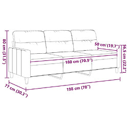 VIDAXL Noir 3 places 180 cm pas cher