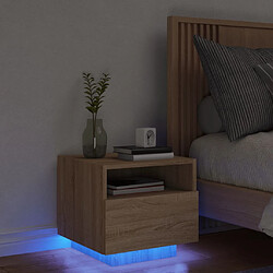 VIDAXL Table de chevet LED Chêne Sonoma