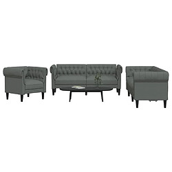 vidaXL Canapé 3 pièces gris foncé tissu