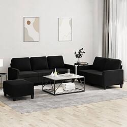 vidaXL Ensemble 3 pcs - Noir Velours Ensemble canapés - Velours doux - Structure robuste - Repose-pied inclus