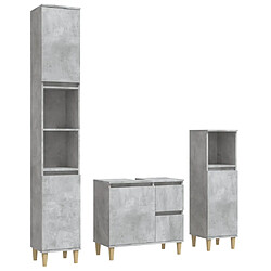 vidaXL Armoire Salle de Bain 3 Pièces - Gris Béton