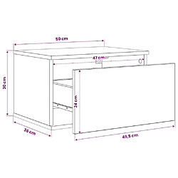 VidaXL Table de Chevet Murale avec LEDs 50x36x30 cm - Chêne Marron pas cher