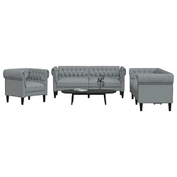vidaXL Ensemble Canapés 3 pcs - Gris clair