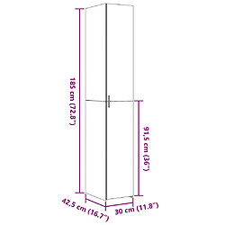 VidaXL Buffet haut - Blanc - 30 x 42,5 x 185 cm pas cher