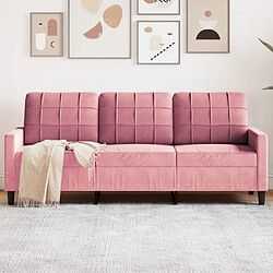 vidaXL Canapé 3 places - Rose Canapé en velours - 180 cm - Cadre en métal - Design moderne