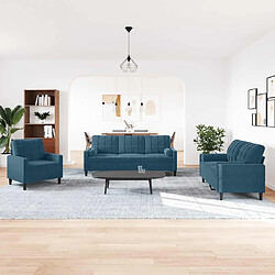 Avis VIDAXL Ensemble Canapés 3 pcs Bleu Velours