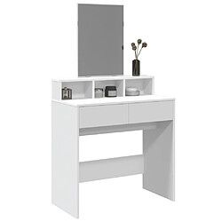 vidaXL Coiffeuse avec miroir - 80x41x144,5 cm Coiffeuse avec miroir - Bois d'ingénierie - 2 tiroirs - 3 compartiments - 35 kg - Blanc