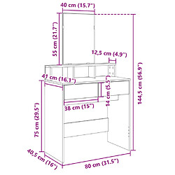 vidaXL Coiffeuse avec miroir - 80x41x144,5 cm pas cher