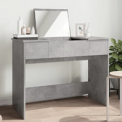 vidaXL Coiffeuse avec miroir - Gris béton Coiffeuse moderne - Gris béton - Dimensions : 100 x 45 x 76 cm - Grand espace de rangement