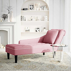 vidaXL Fauteuil long - Rose velours