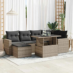 Salon de jardin VIDAXL 7 pcs gris résine tressée