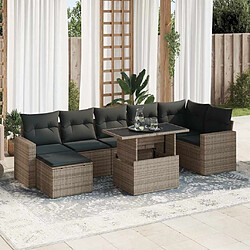 vidaXL Salon de jardin 8 pcs - Gris