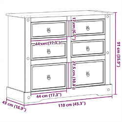 vidaXL Commode Corona - Bois de pin massif - 110x43x91 cm pas cher