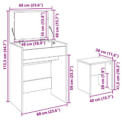 vidaXL Coiffeuse et Tabouret - Chêne Sonoma pas cher