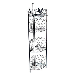 Decoshop26 Étagère d'angle métal - Noir
